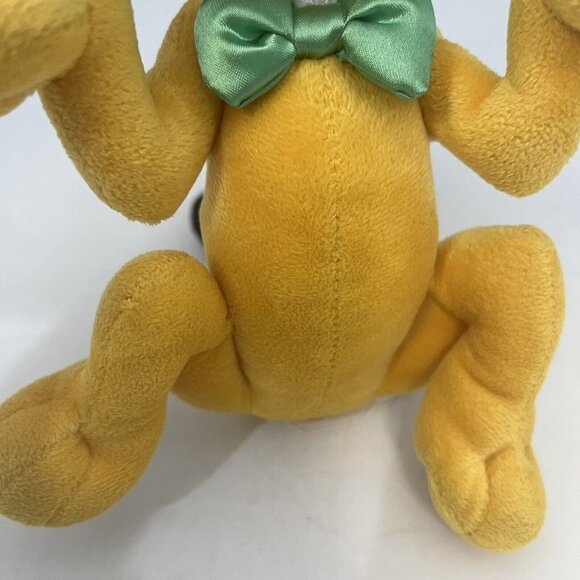 Walt Disney World Pluto Plush Stuffed Animal Green Bow Tie Castle Stamp On Paw - Picture 5 of 16